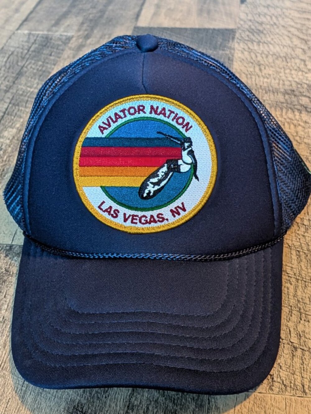 Aviator Nation Trucker Hat Las Vegas Rainbow Surfer Navy Blue